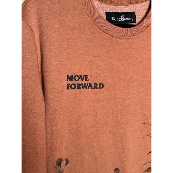 BLIND ROOSTER Fleece Crewneck Pullover Rust Medium Fall Floral Goth Skull Art - Picture 4 of 7